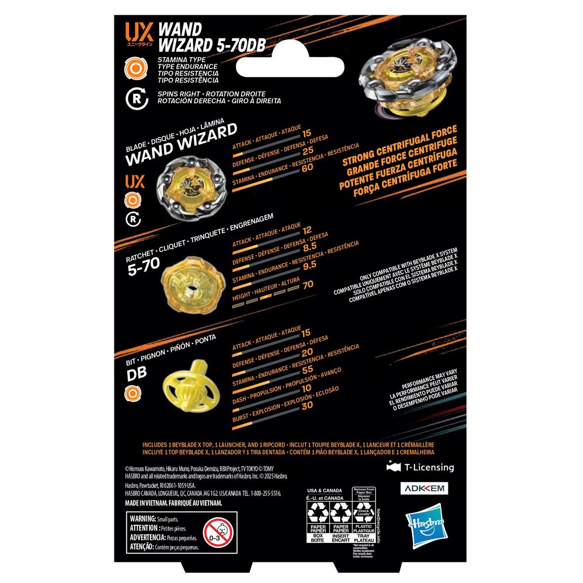 Hasbro Beyblade X Wizard Rod 5-70DB (UX Series) Starter Kit