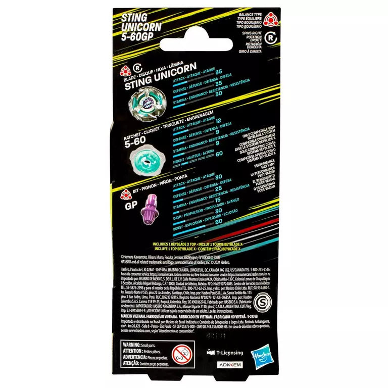 Hasbro Beyblade X Sting Unicorn 5-60GP Booster