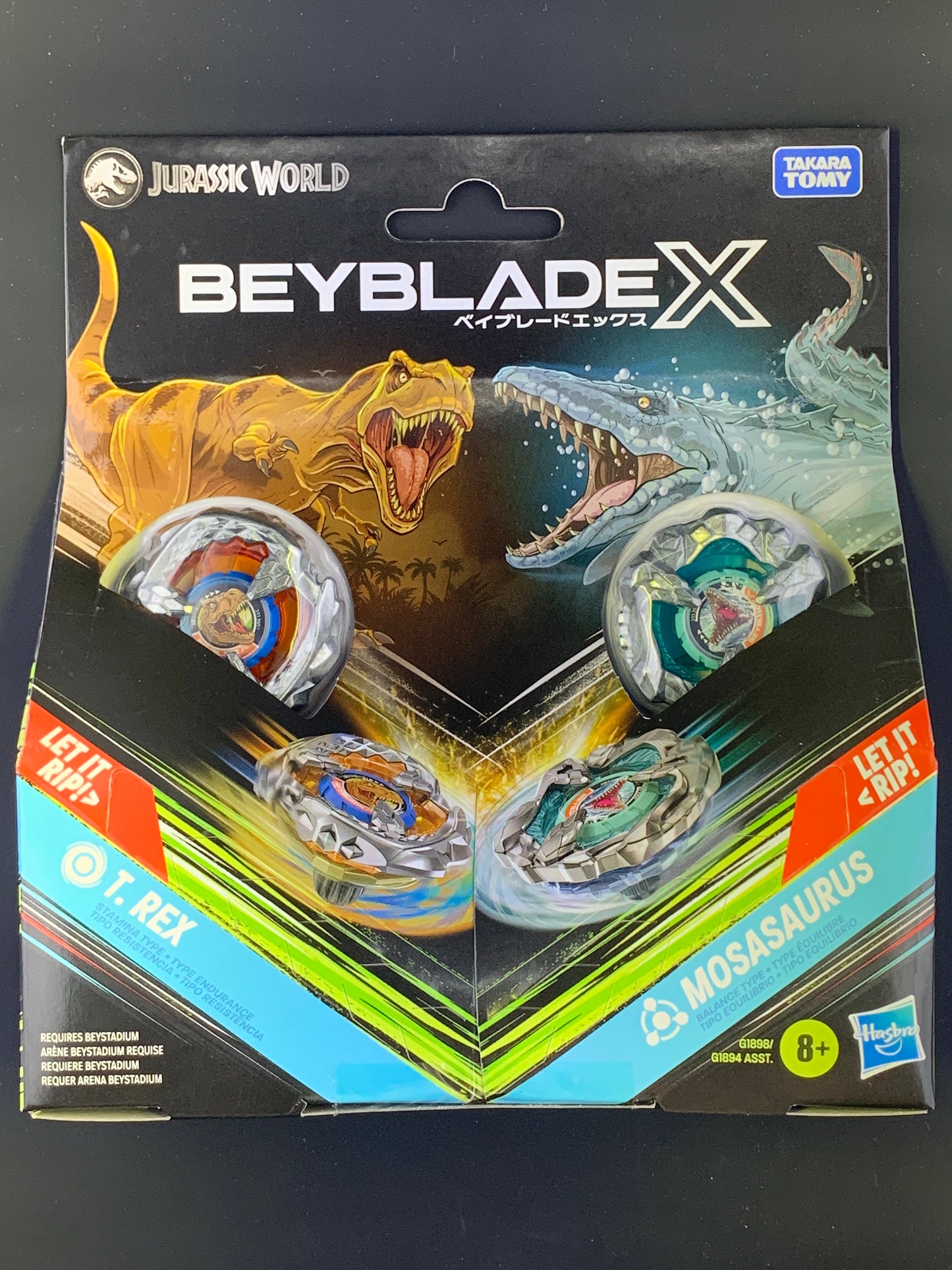 Hasbro Beyblade X Jurassic World T. Rex Vs. Mosasaurus Dual Pack
