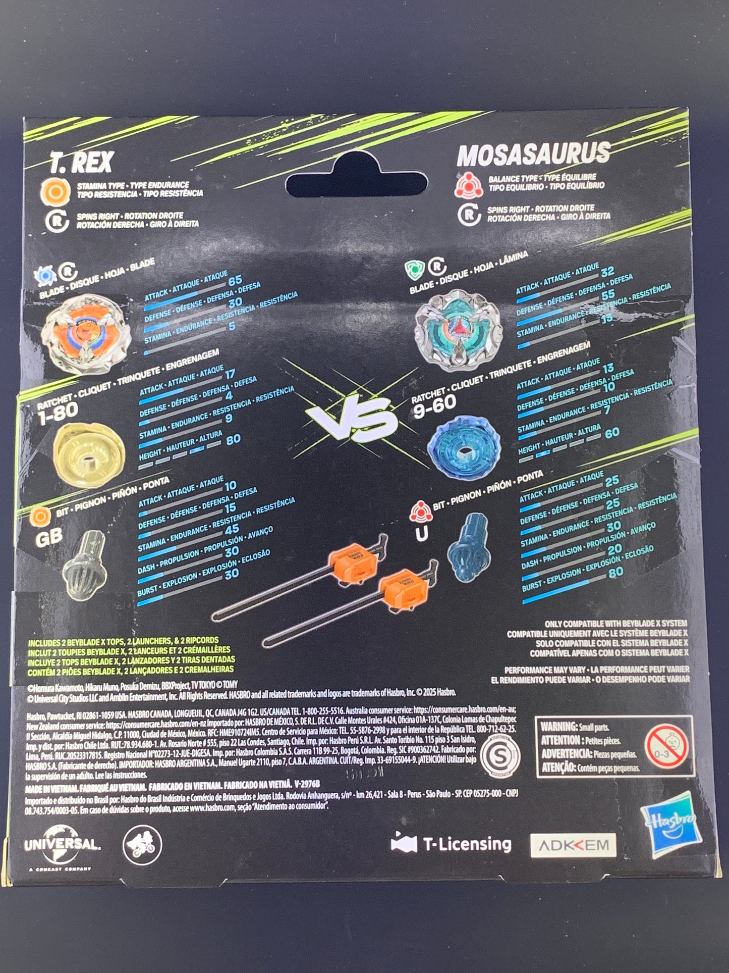 Hasbro Beyblade X Jurassic World T. Rex Vs. Mosasaurus Dual Pack