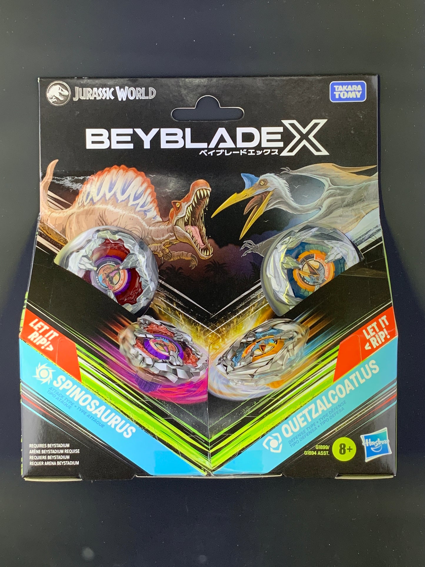 Hasbro Beyblade X Jurassic World Spinosaurus vs. Quetzalcoatlus Dual Pack