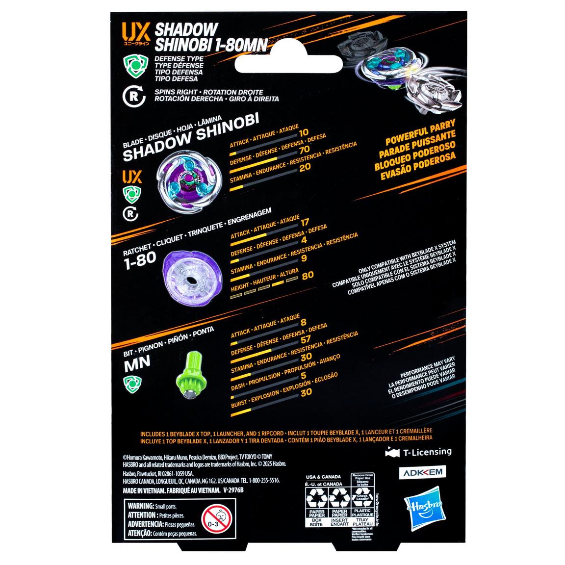 Hasbro Beyblade X Shadow Shinobi 1-80MN (UX Series) Starter Kit