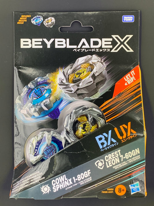 Hasbro Beyblade X Sphinx Cowl 1-80GF and Crest Leon 7-60GN Dual Pack